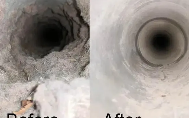 Dryer vent fully cleared of lint after professional cleaning — The Air Ducters
