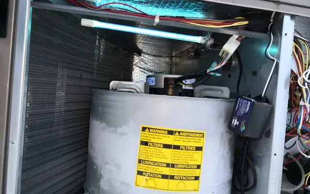 UV-C germicidal light installed inside an HVAC system — The Air Ducters